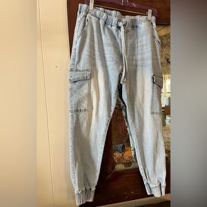 Stretch denim joggers size XL